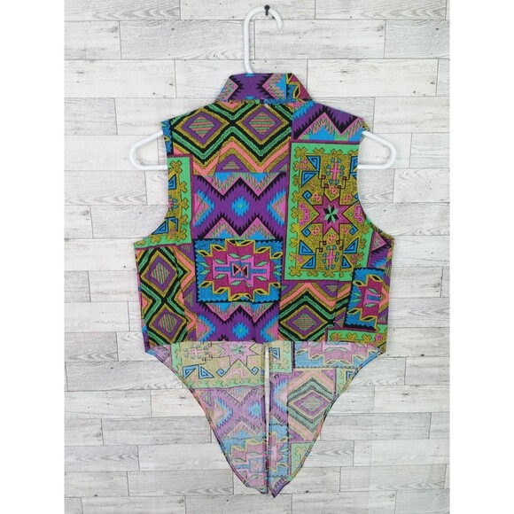 Vintage 80s 90s Miss Kitty Southwestern Aztec Print Tie Up Vest Top Western Sz M - Picture 4 of 10